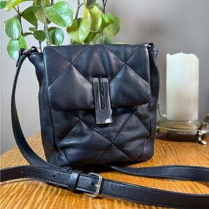 Vince Camuto Black Leather fold Over Crossbody Nordstrom Purse BUTTERY SOFT